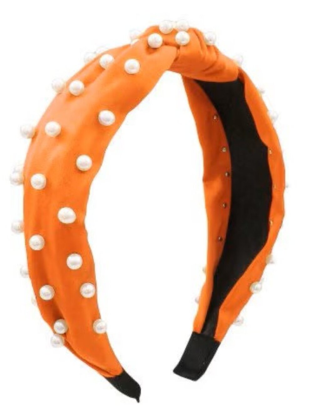 Orange and White Gameday Headband with Pearls